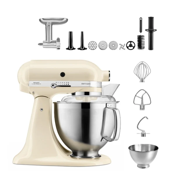 KitchenAid 4,8 L 5KSM185 Artisan Küchenmaschine Meatlover Metallfleischwolf 5KSMMGA Gr. 8