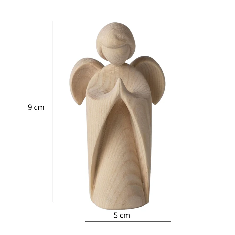 Klassischer Schutzengel aus Zirbenholz | 9 cm | Geschenk zur Taufe oder zu Weihnachten | Handwerk aus Südtirol