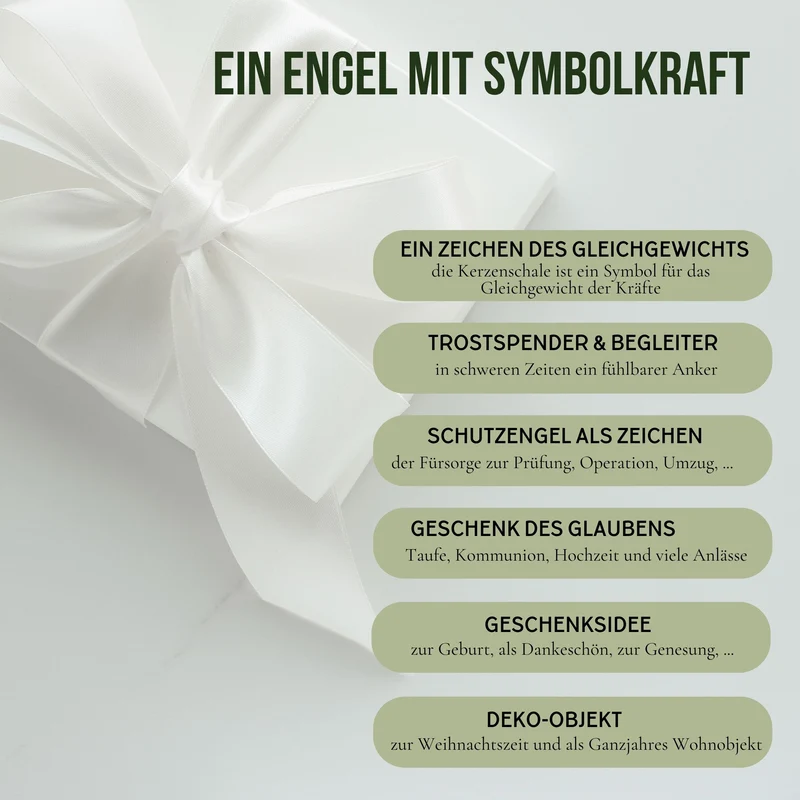 Klassischer Schutzengel aus Zirbenholz | 9 cm | Geschenk zur Taufe oder zu Weihnachten | Handwerk aus Südtirol