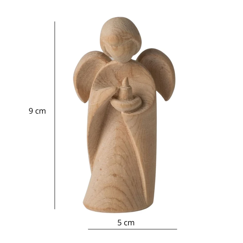 Klassischer Schutzengel aus Zirbenholz | 9 cm | Geschenk zur Taufe oder zu Weihnachten | Handwerk aus Südtirol