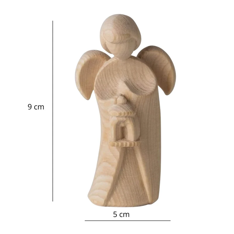 Klassischer Schutzengel aus Zirbenholz | 9 cm | Geschenk zur Taufe oder zu Weihnachten | Handwerk aus Südtirol