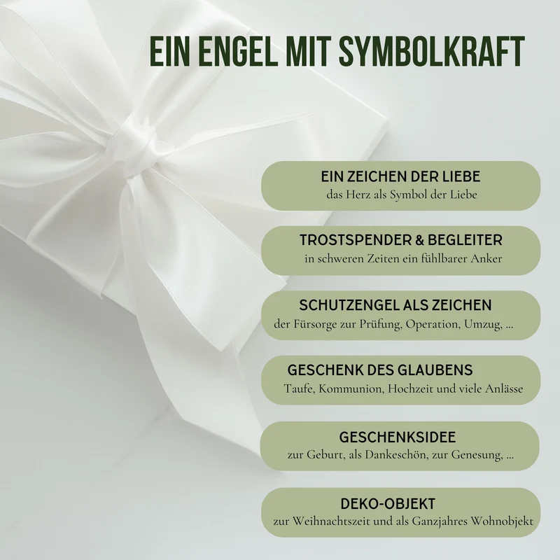 Klassischer Schutzengel aus Zirbenholz | 9 cm | Geschenk zur Taufe oder zu Weihnachten | Handwerk aus Südtirol