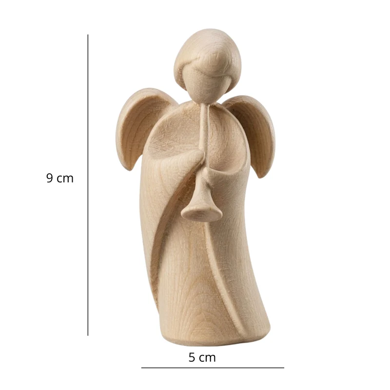 Klassischer Schutzengel aus Zirbenholz | 9 cm | Geschenk zur Taufe oder zu Weihnachten | Handwerk aus Südtirol