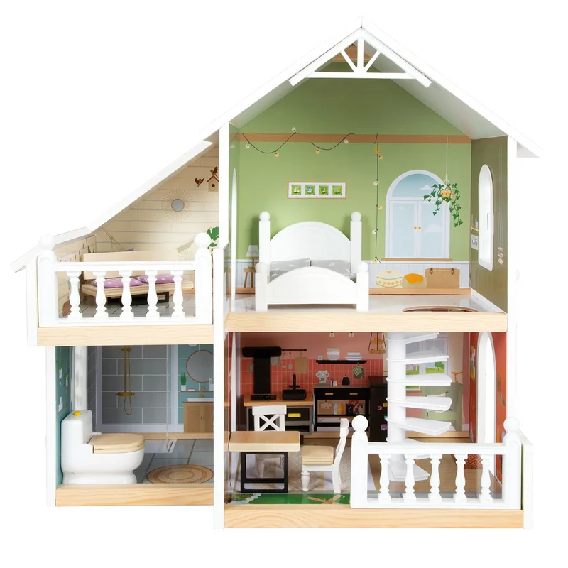 Puppenhaus aus Holz mit Zubehör