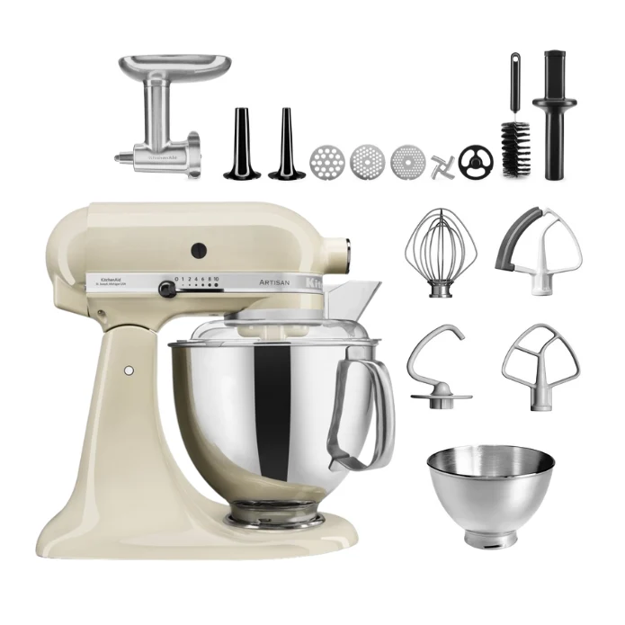 KitchenAid 4,8 L 5KSM175 Artisan Küchenmaschine Meatlover mit Ganzmetall- Fleischwolf