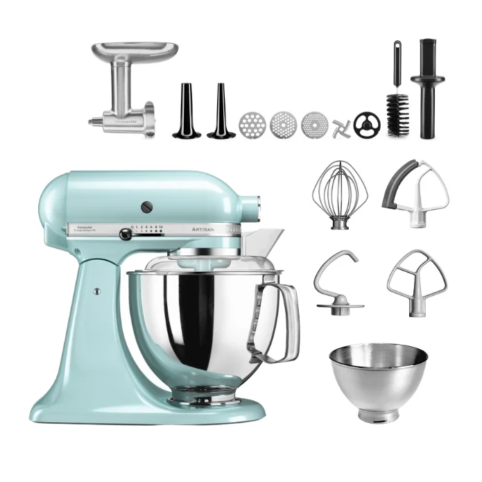 KitchenAid 4,8 L 5KSM175 Artisan Küchenmaschine Meatlover mit Ganzmetall- Fleischwolf