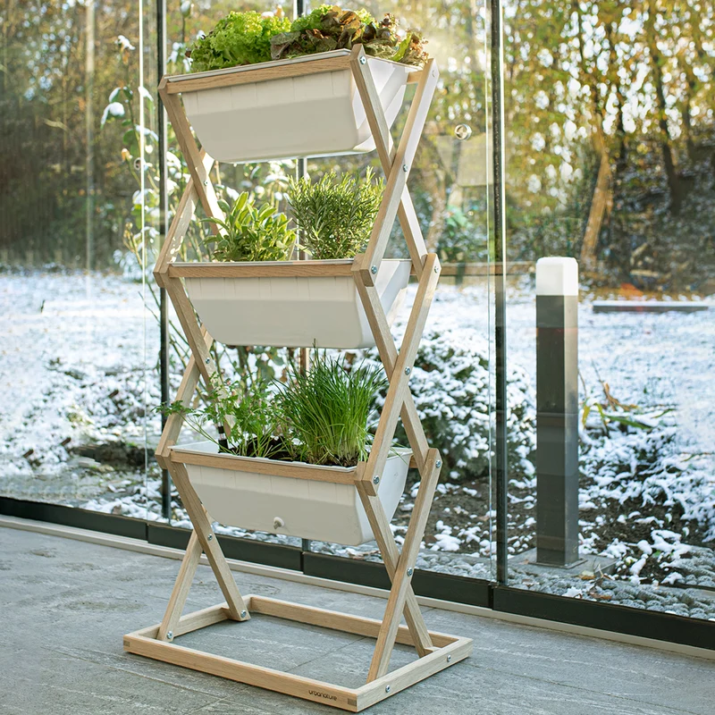 Blumenkasten 'Vertical Garden' | Eichenholz und Kunststoff | Höhe 80, 115 oder 150 cm | Kastenvolumen je 8 Liter | Made in Germany