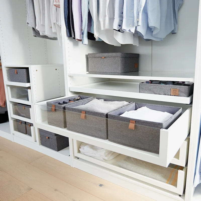 Schubladenkorb grau Kleiderschrank 2x groß Store It