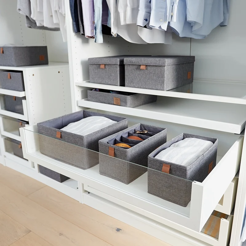 Schubladenkorb grau Kleiderschrank 2x groß Store It