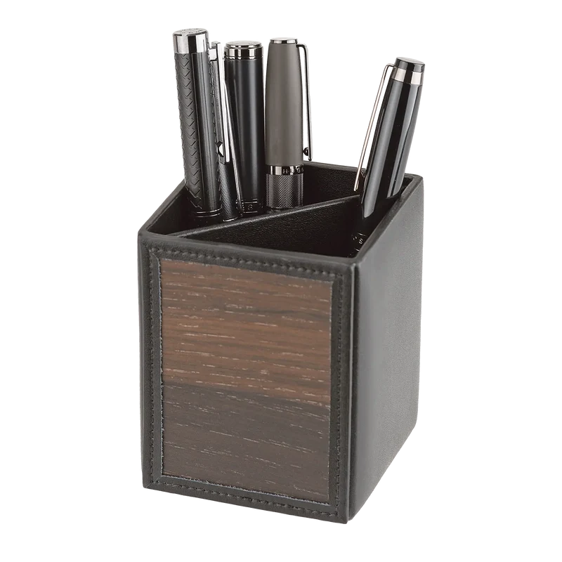 Schreibtisch-Set aus Räuchereiche und Rindleder