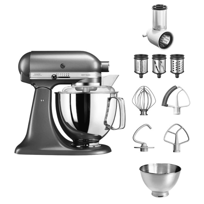KitchenAid 4,8 L 5KSM175 Artisan Küchenmaschine Beginnerset mit Gemüseschneider