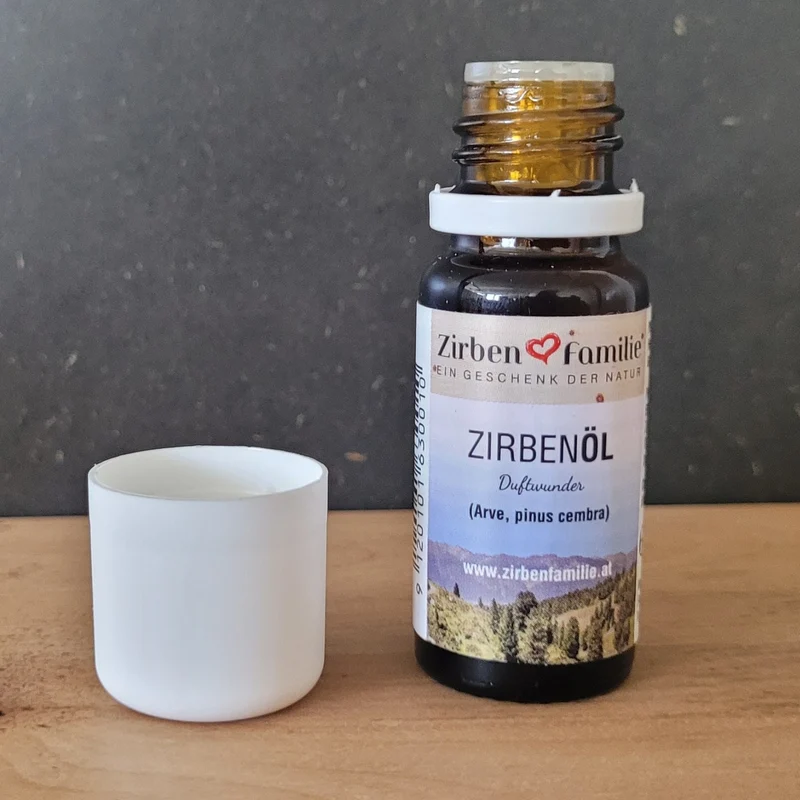 Zirbenöl | 10ml | Glasfläschchen mit Sicherheitsverschluss | reinstes ätherisches Öl | Made in Austria