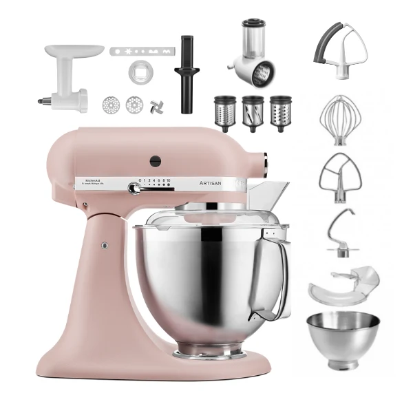 KitchenAid 4,8 L 5KSM185 Artisan Küchenmaschine Allrounderset Fleischwolf+Spritzgebäck+Gemüseschneider