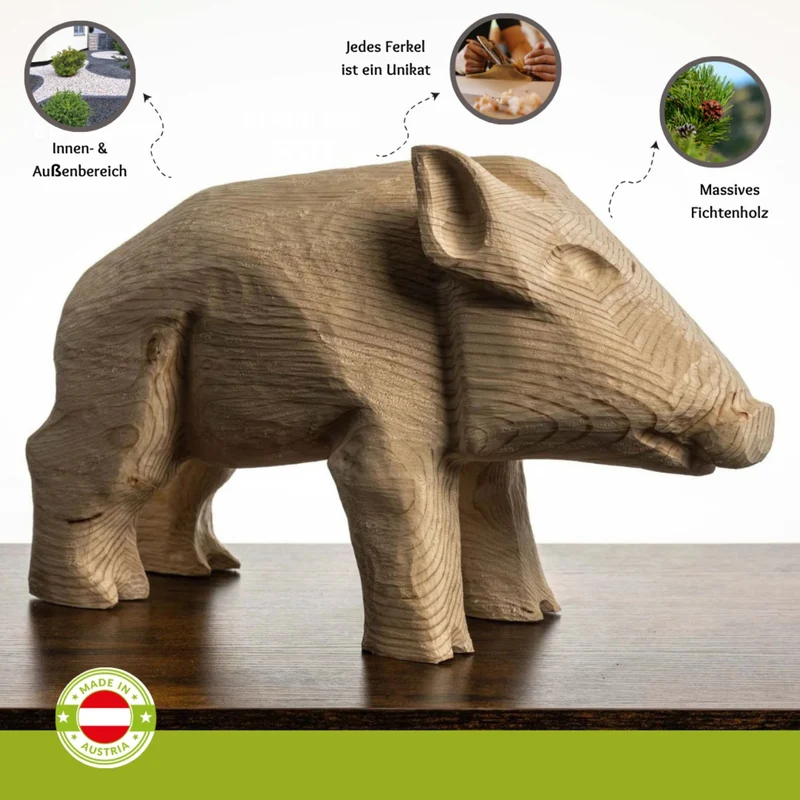 Ferkel aus Fichtenholz | H 27,5 x B 15 cm | Made in Austria