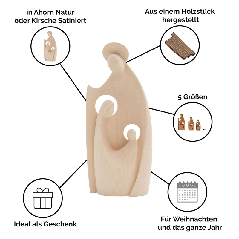 Krippenblock ‘Heilige Familie’ | in verschiedenen Größen und Ausführungen | aus einem Holzstück gefertigt | Made in Südtirol