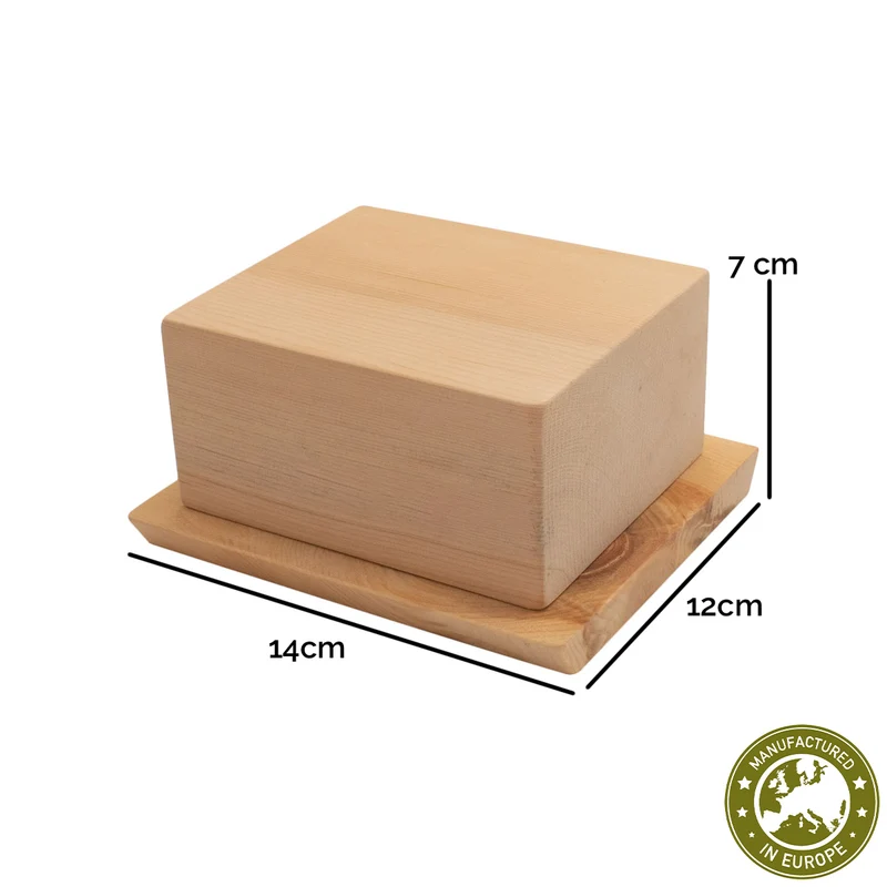 Butterdose ‘Klein-und-Fein’ aus 100% unbehandeltem Zirbenholz | für 125 g Butterwürfel | 2-teilig | umweltfreundlich und robust | Made in Europe