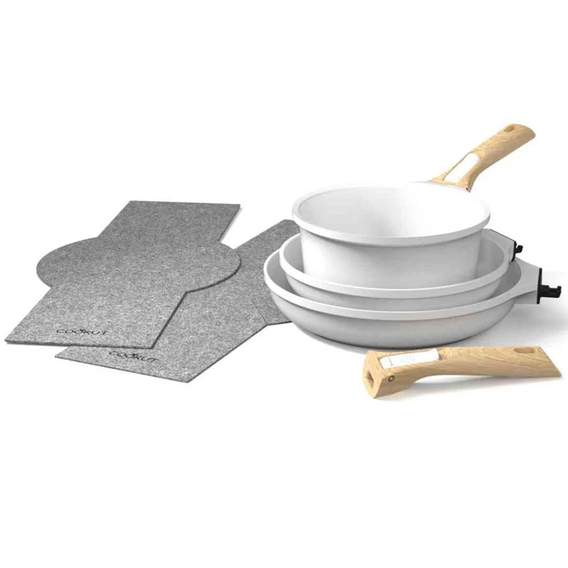 Cookut Set 3 Pentole e Padelle con Maniglia Rimovibile