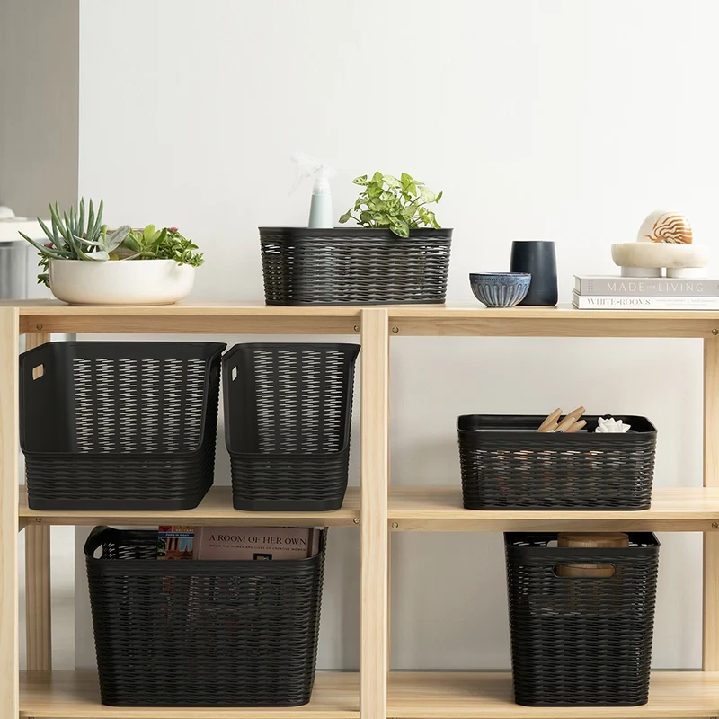 Schwarzer Kunststoffkorb Ezystorage - Wave