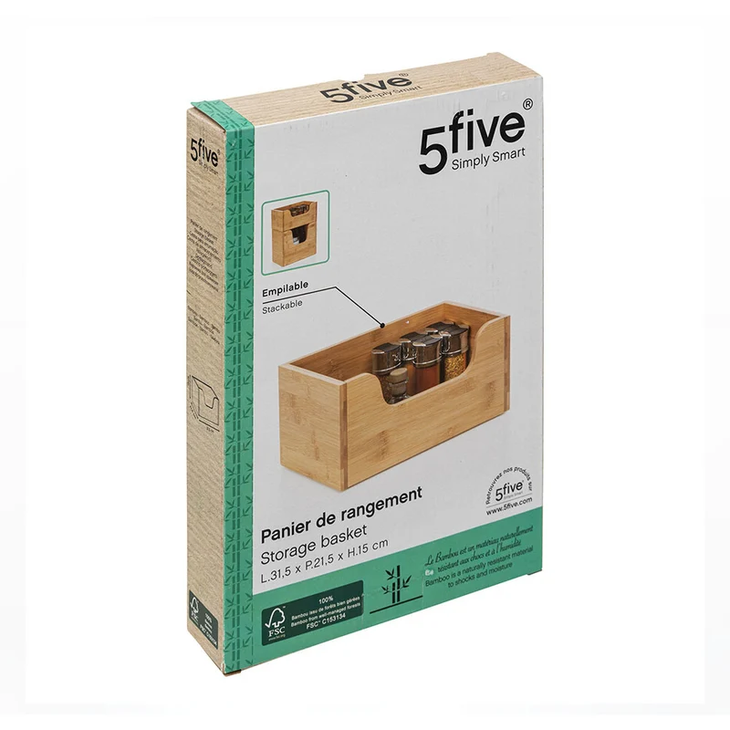 Stapelbare Bambus-box öffnen niedrig Five®