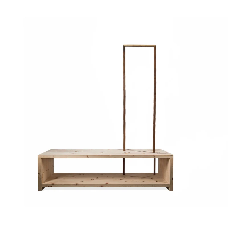 Massivholz Garderobe/Sitzbank 'MyStyle - Large' | L 150 x T 50 x H 45 cm | in verschiedenen Holzarten und Stärken | mit verschiedenen Kleiderstangen aus Nussholz | Made in Austria