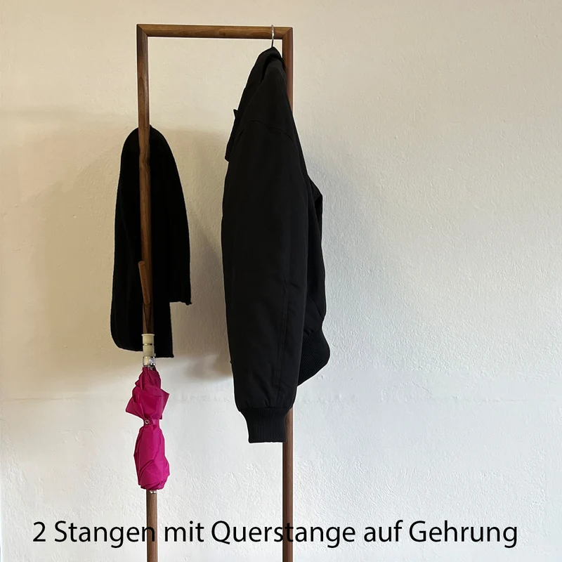 Massivholz Garderobe/Sitzbank 'MyStyle - Large' | L 150 x T 50 x H 45 cm | in verschiedenen Holzarten und Stärken | mit verschiedenen Kleiderstangen aus Nussholz | Made in Austria