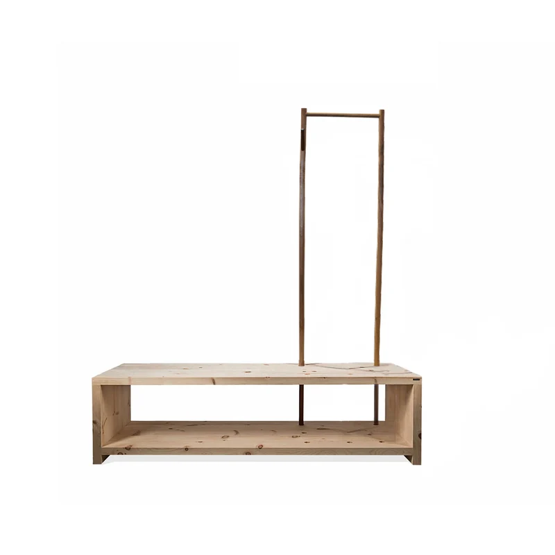 Massivholz Garderobe/Sitzbank 'MyStyle - Large' | L 150 x T 50 x H 45 cm | in verschiedenen Holzarten und Stärken | mit verschiedenen Kleiderstangen aus Nussholz | Made in Austria