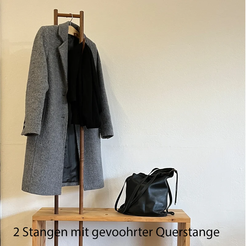 Massivholz Garderobe/Sitzbank 'MyStyle - Large' | L 150 x T 50 x H 45 cm | in verschiedenen Holzarten und Stärken | mit verschiedenen Kleiderstangen aus Nussholz | Made in Austria
