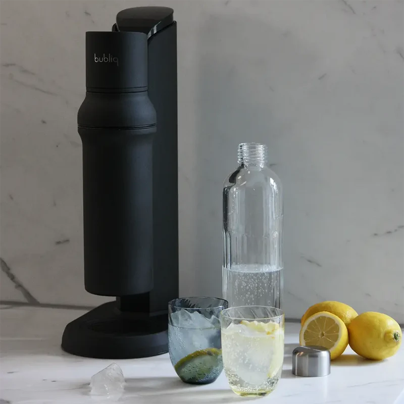 Wassersprudler Bubliq Glas mit Glasflasche Mattschwarz