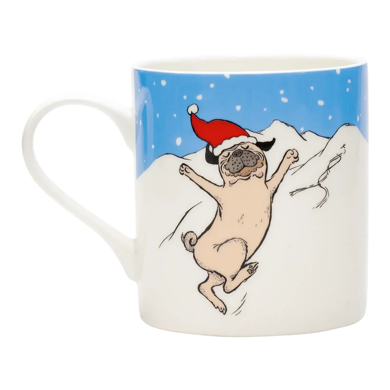 2 Becher "Weihnachtsmops und Weihnachtsmann" im Set