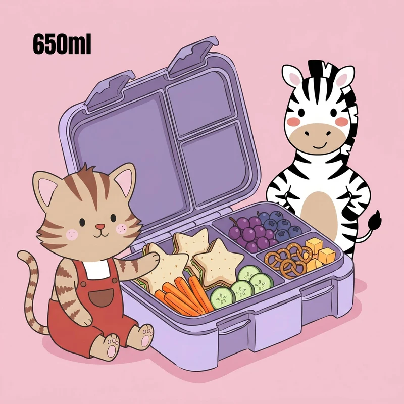 Brotdose mit Fächern, auslaufsicher - Meerjungfrau lila