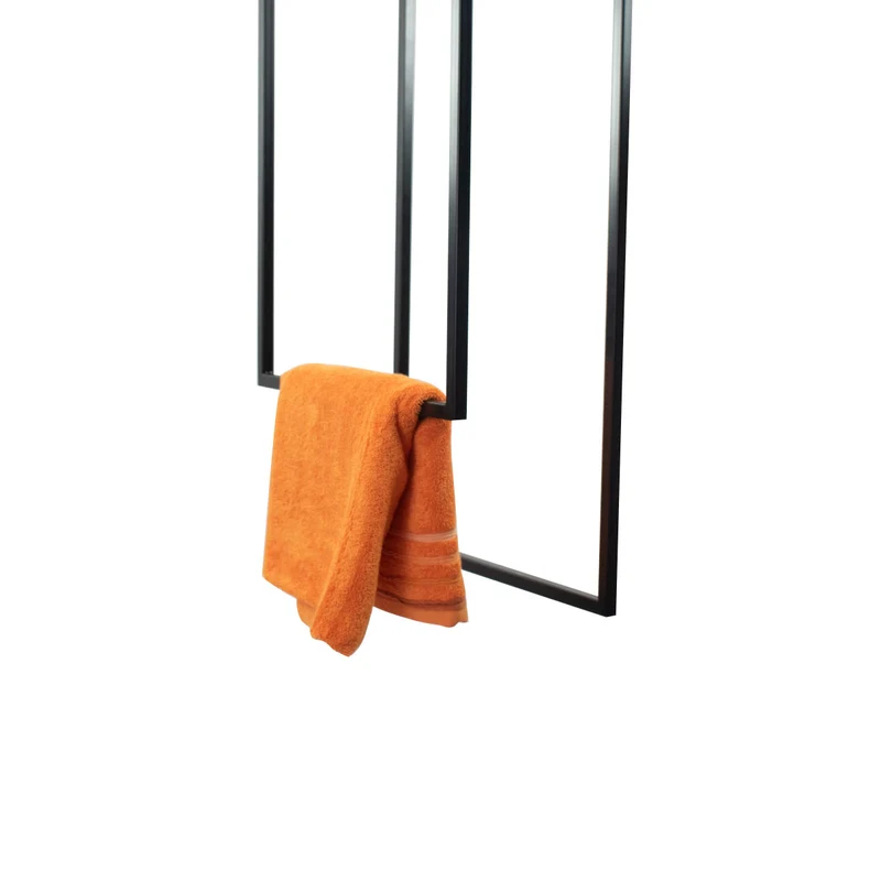 Handtuchhalter zweiläufig hängend 'Liam' | Metallhohlrohr lackiert | B 40 oder 50 x T 20 x H 110 oder 130 cm | Gold oder Schwarz | Manufactured in Europe