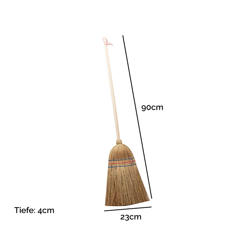 Kinder-Reisstrohbesen aus Naturmaterialien | zum Fegen oder als Hexenbesen | Länge 90 cm | CE-geprüft | Made in Austria