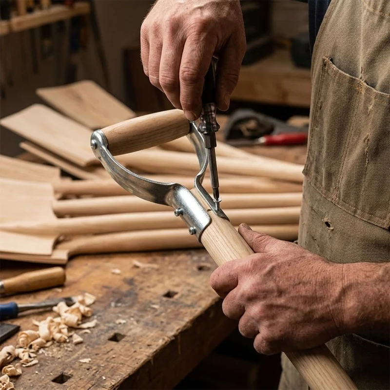 D-Griff aus Eisen und Holz | Ersatzteil für Schaufeln oder Spaten | passend für Stiele mit DM 3 bis 4 cm | Made in Austria