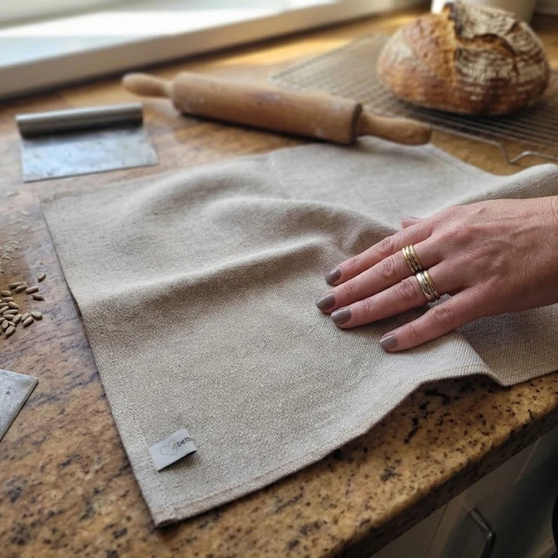 Brotkasten mit Klappe | inkl. Zirbenholz-Gitter & Bäckerleinen | 45 x 16 x 25 cm | 100% Zirbenholz | Echtes Handwerk
