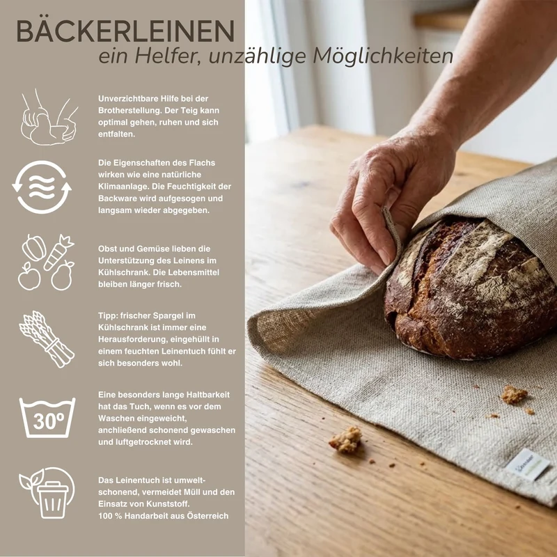 Brotkasten mit Klappe | inkl. Zirbenholz-Gitter & Bäckerleinen | 45 x 16 x 25 cm | 100% Zirbenholz | Echtes Handwerk