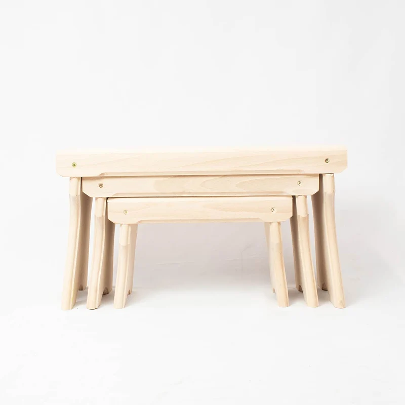 Holzschemel 3er-Set ‘Stand Up’ aus Buche - echte Handarbeit