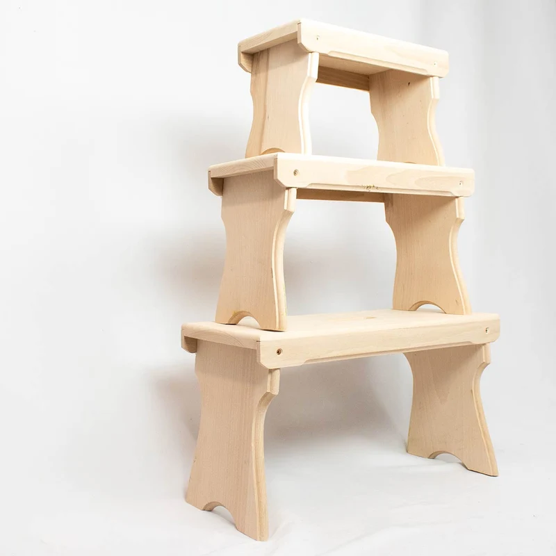 Holzschemel 3er-Set ‘Stand Up’ aus Buche - echte Handarbeit