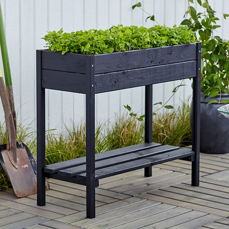 Minihochbeet | Massive Kiefer & Fichte | mit oder ohne Spalier 58 cm | L 88 x B 37 x H 79 cm | 40 Liter | Manufactured in Europe