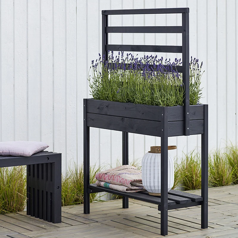 Minihochbeet | Massive Kiefer & Fichte | mit oder ohne Spalier 58 cm | L 88 x B 37 x H 79 cm | 40 Liter | Manufactured in Europe