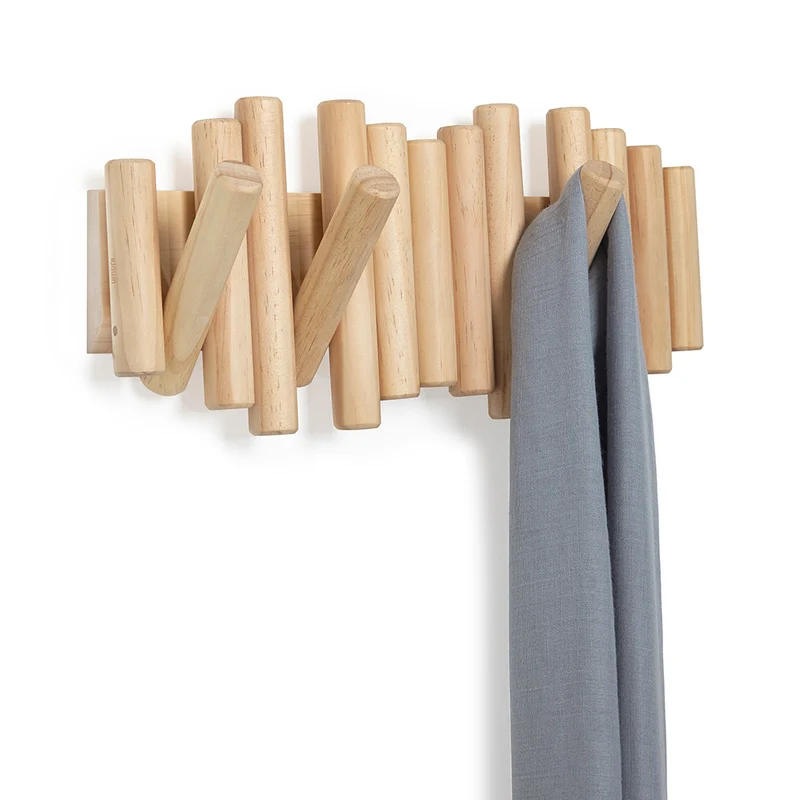 Wandgarderobe Holz klappbare Haken schwarz Umbra