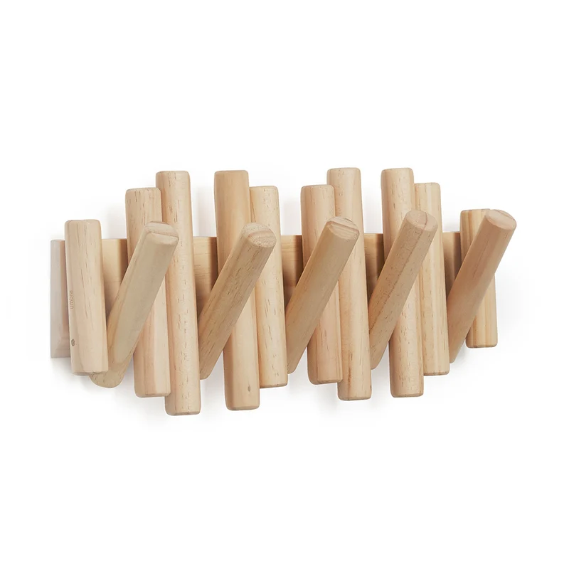Wandgarderobe Holz klappbare Haken schwarz Umbra