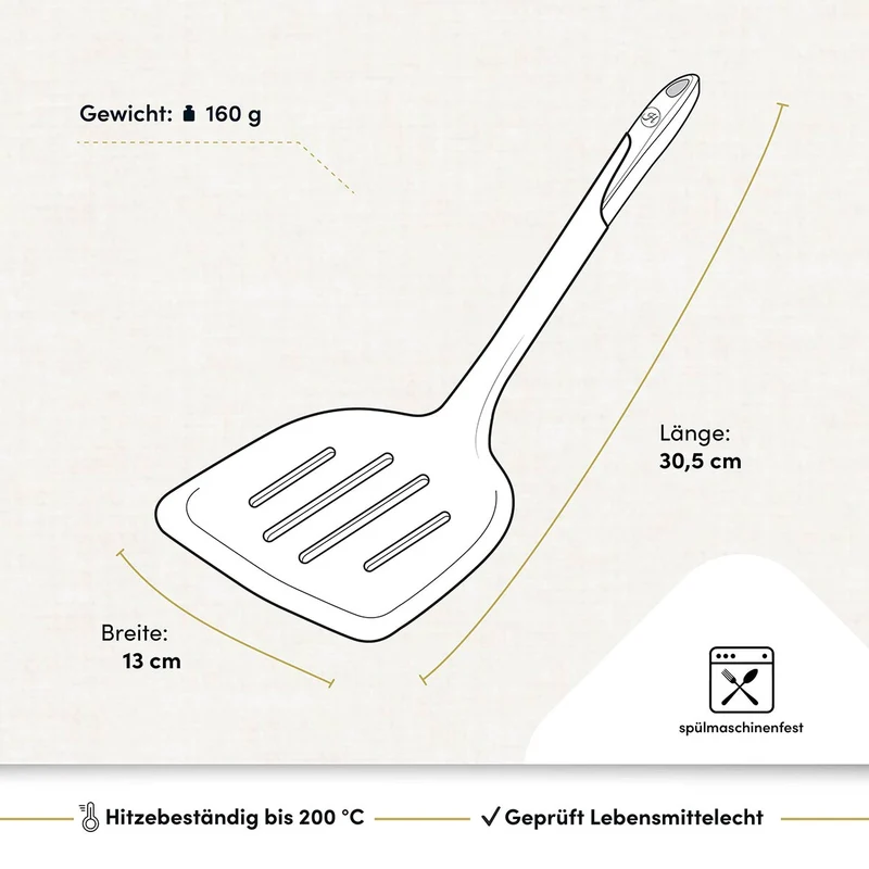 Pfannenwender XXL mit robustem Edelstahlkern