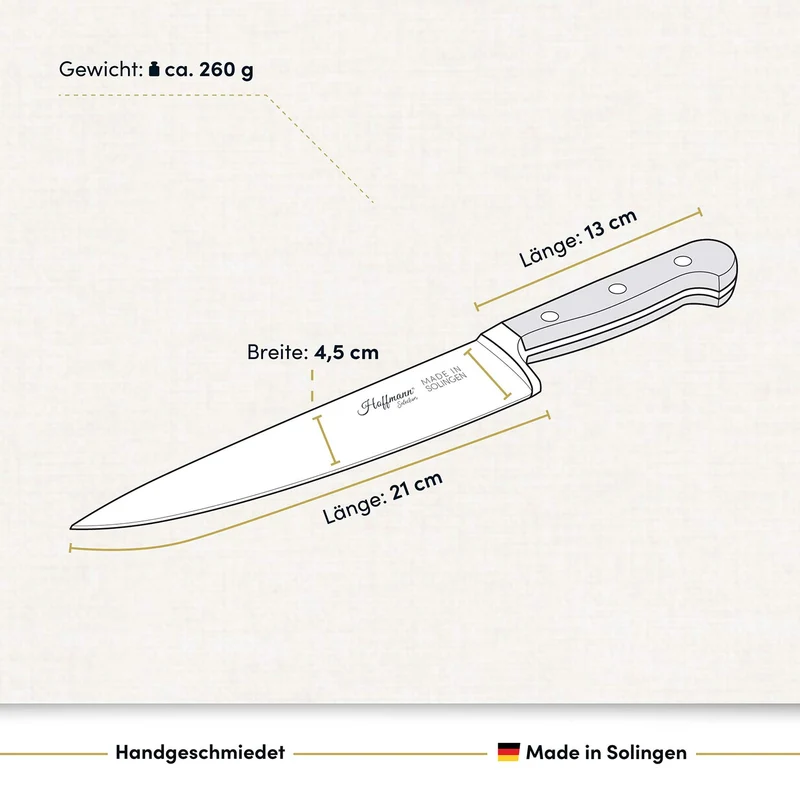 Chefmesser 21 cm, handgeschmiedet in Solingen