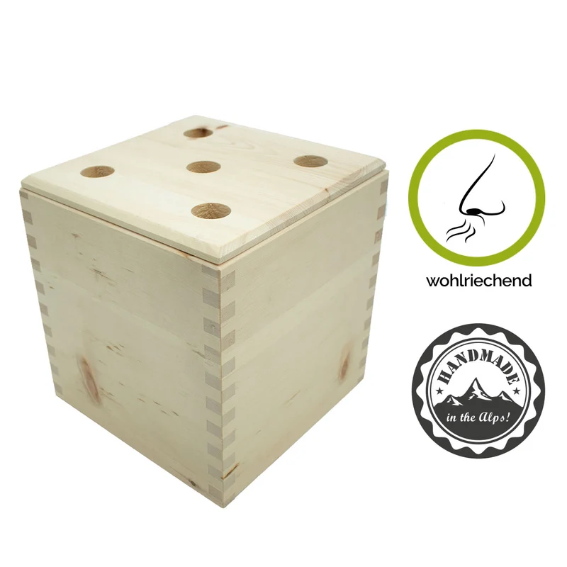 Zirbenduftwürfel | befüllt mit Zirbenspänen | 100% Zirbenholz | B 20 x T 20 x H20 cm | Made in Austria