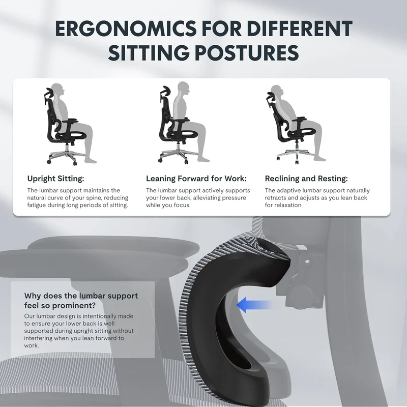 FLEXISPOT ErgoX Ergonomischer Bürostuhl mit Fußstütze – 5D-Rückenlehne, 3D-Armlehnen, Atmungsaktivh