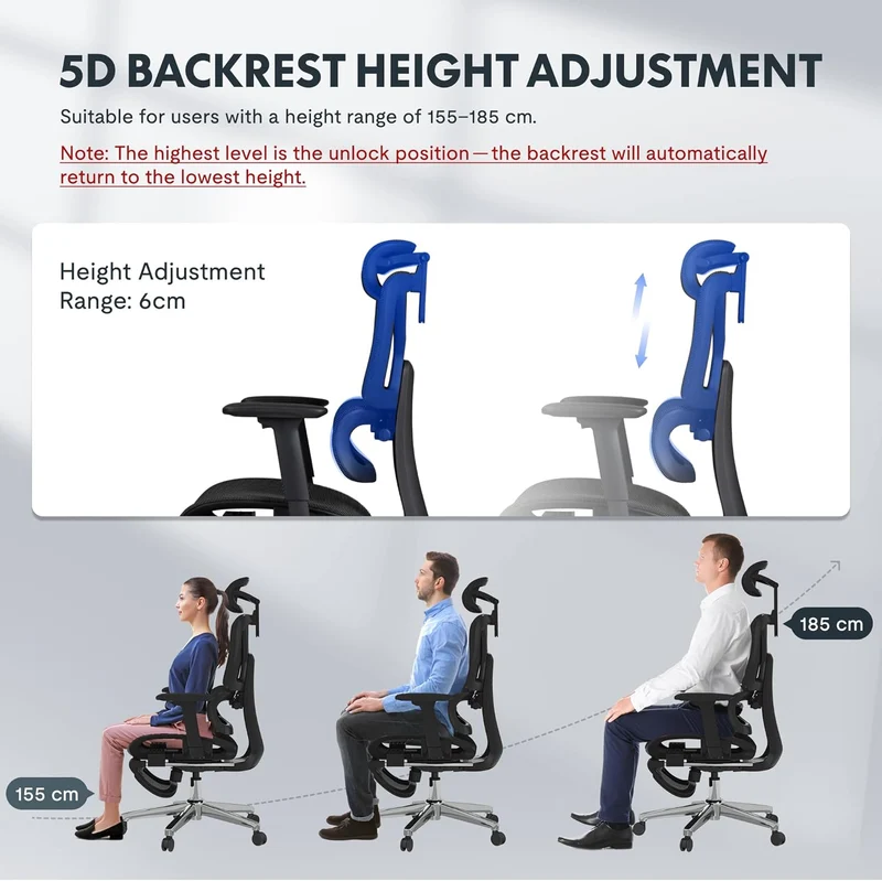 FLEXISPOT ErgoX Ergonomischer Bürostuhl mit Fußstütze – 5D-Rückenlehne, 3D-Armlehnen, Atmungsaktivh