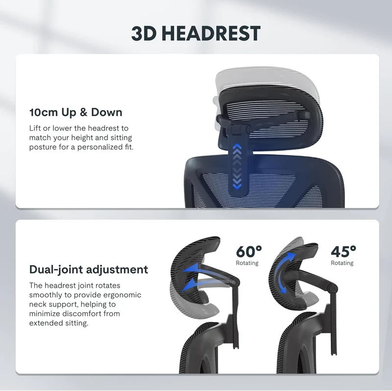 FLEXISPOT ErgoX Ergonomischer Bürostuhl mit Fußstütze – 5D-Rückenlehne, 3D-Armlehnen, Atmungsaktivh