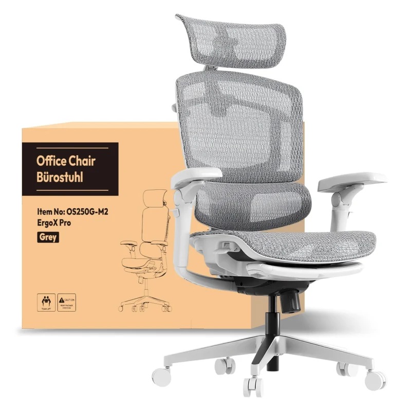 FLEXISPOT ErgoX Ergonomischer Bürostuhl mit Fußstütze – 5D-Rückenlehne, 3D-Armlehnen, Atmungsaktivh
