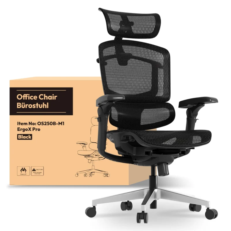 FLEXISPOT ErgoX Ergonomischer Bürostuhl mit Fußstütze – 5D-Rückenlehne, 3D-Armlehnen, Atmungsaktivh