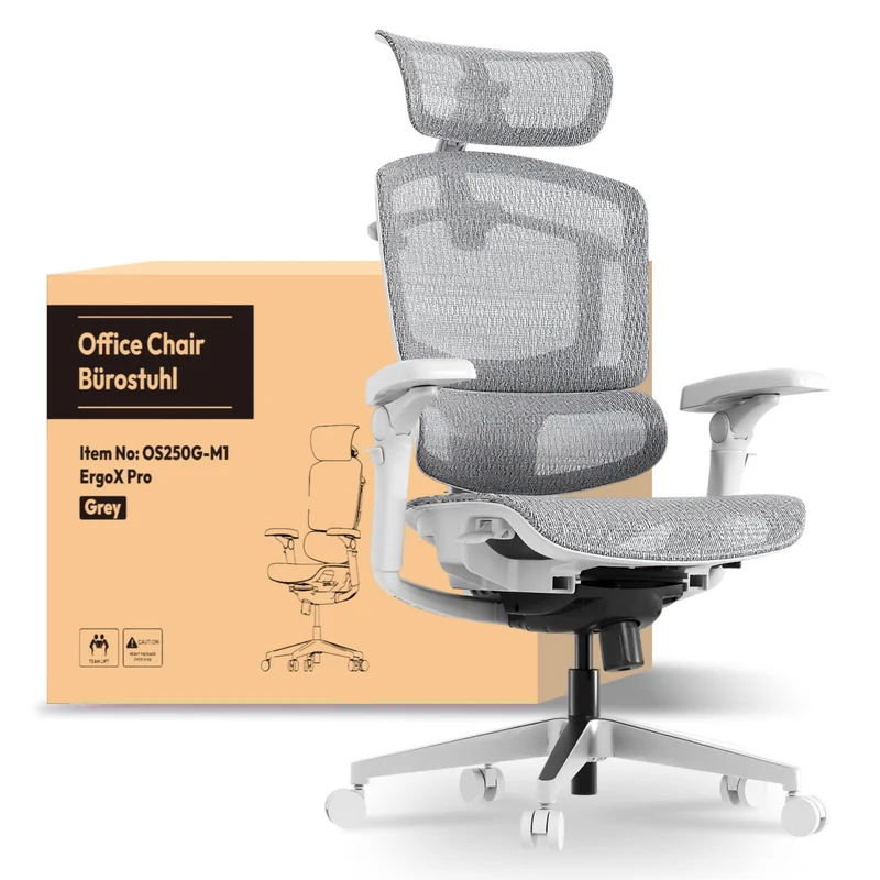 FLEXISPOT ErgoX Ergonomischer Bürostuhl mit Fußstütze – 5D-Rückenlehne, 3D-Armlehnen, Atmungsaktivh
